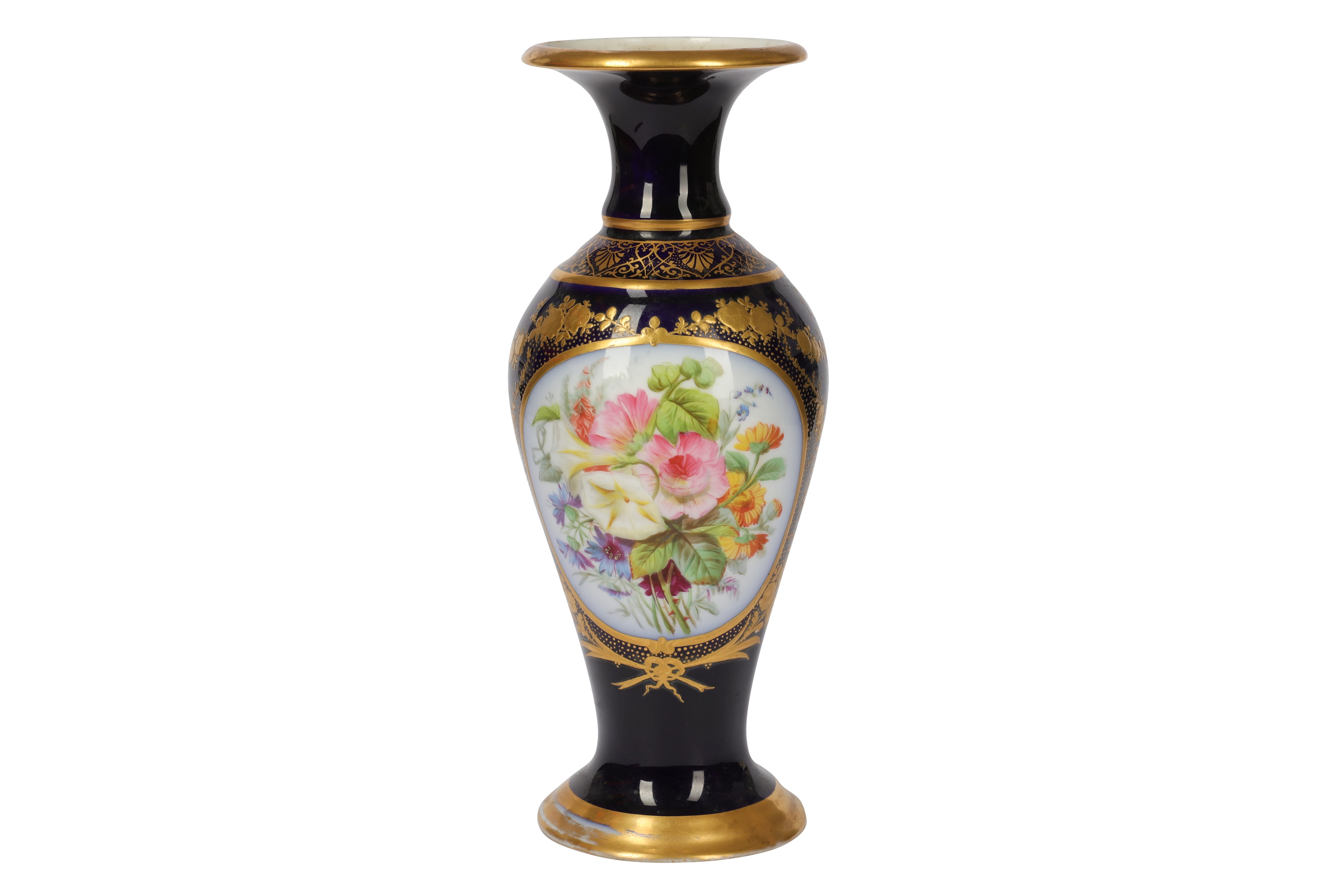 A 20th century Continental porcelain Sevres style baluster vase - Image 2 of 2