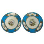 A pair of French 19th century Sevres style porcelain plates