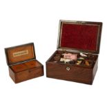 A Victorian rosewood sewing box,