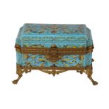 A late 19th/early 20th century Continental faience and gilt metal mounted casket
