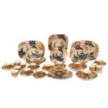 A pair of 19th century English Imari pattern porcelain oval chargers,