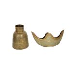 An Engraved Mamluk-Revival Brass Vase and Kashkul (Begging Bowl)