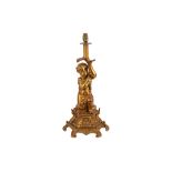 A late 19th Century gilt bronze figural lamp base,