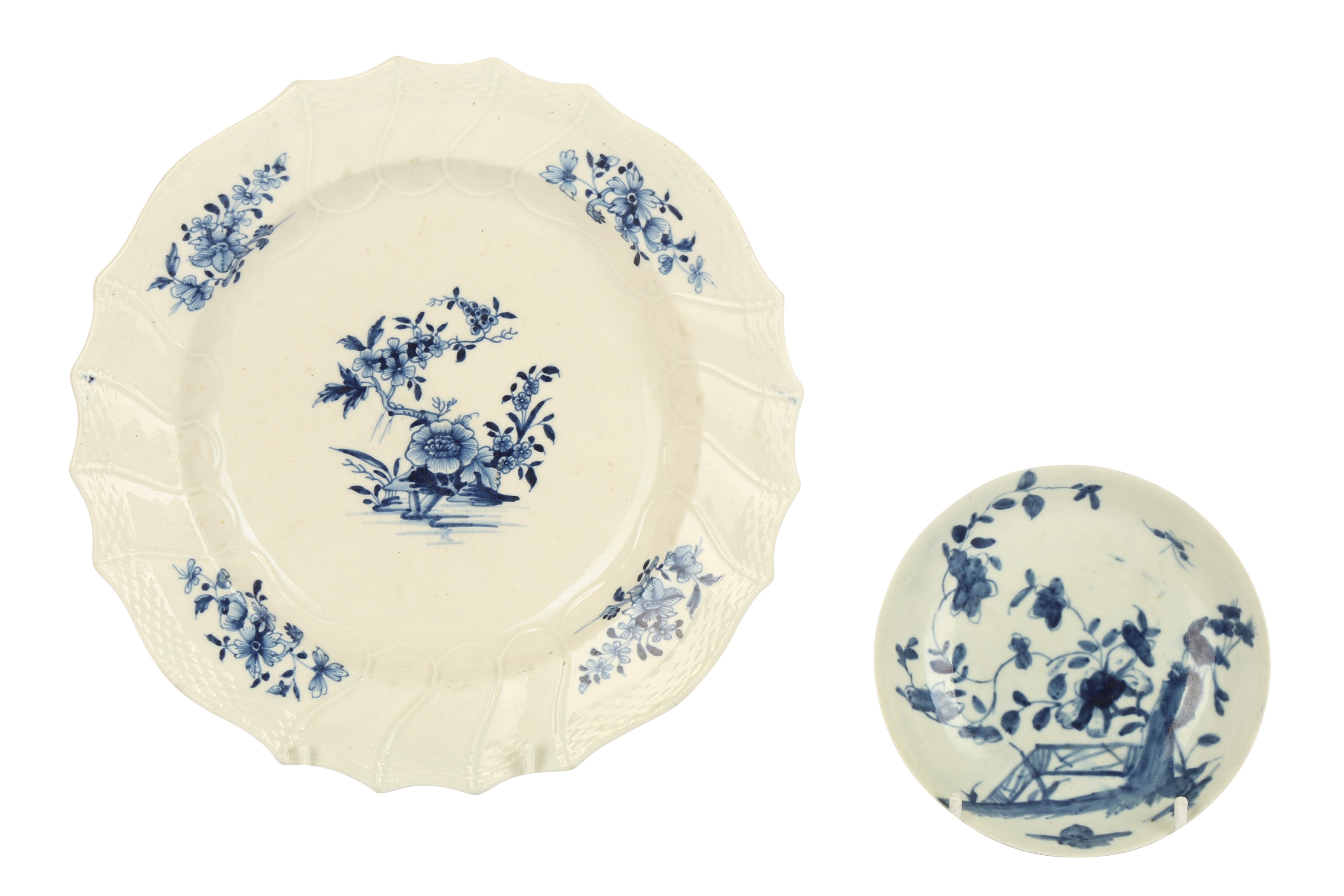 An 18th century Worcester blue and white porcelain saucer, circa.1755,