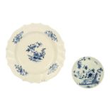 An 18th century Worcester blue and white porcelain saucer, circa.1755,