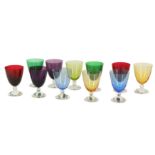 A set of eleven Baccarat coloured drinking glasses