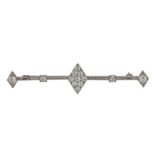 A diamond bar brooch, first half of the 20th century