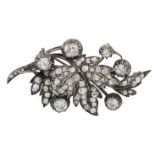 A diamond leaf brooch, circa 1855