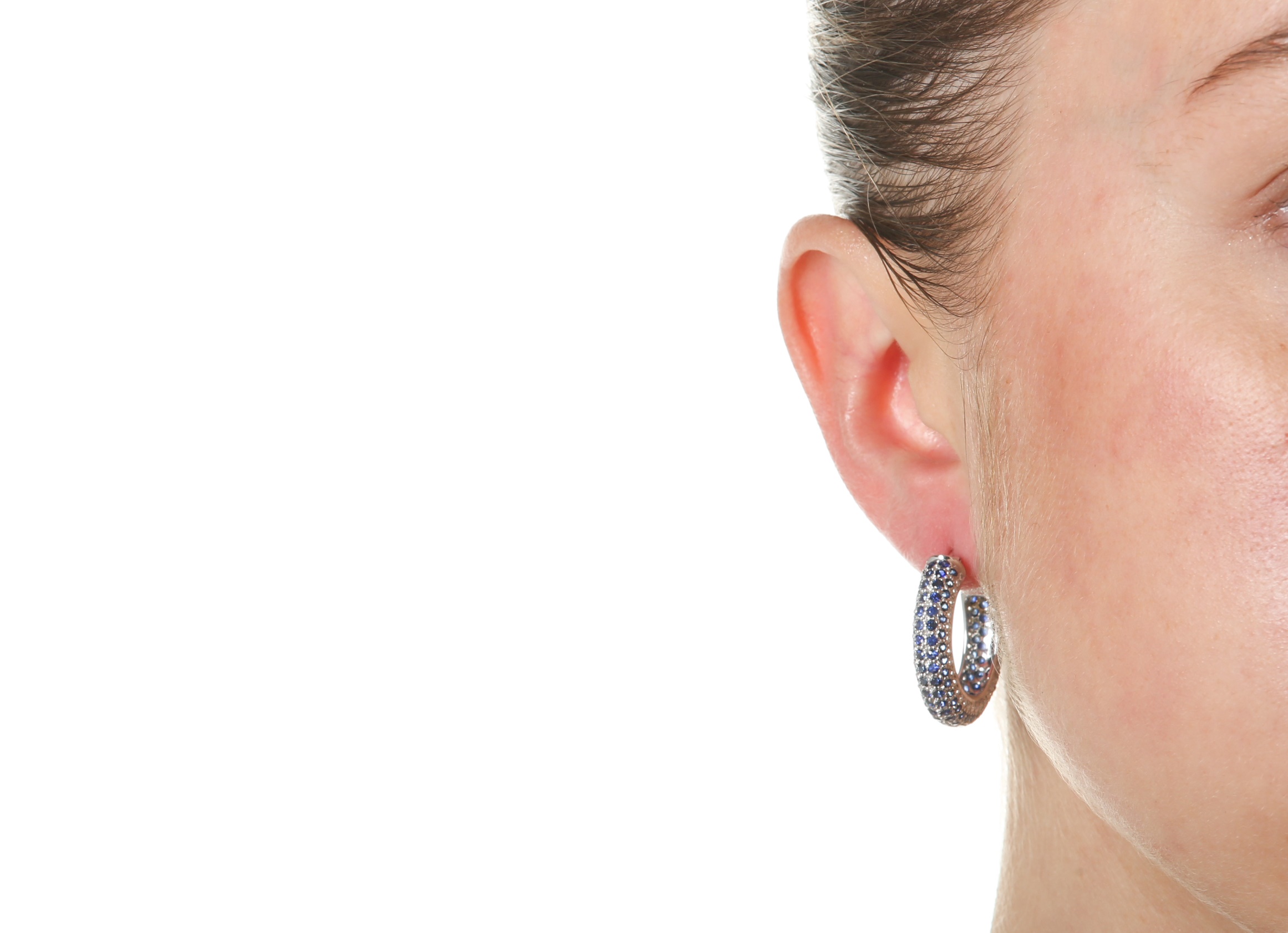 A pair of sapphire and diamond hoop earrings - Image 2 of 2