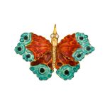 An enamel and diamond butterfly brooch