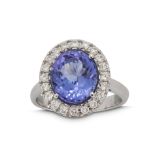 A tanzanite and diamond cluster ring