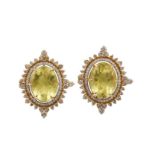 Noor | A pair of lemon quartz and diamond earstuds