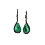 A pair of emerald earrings