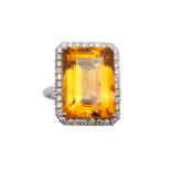 A citrine and diamond cluster ring