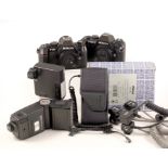 A Pair of Nikon F-301 Camera Bodies, plus Flash Equipment