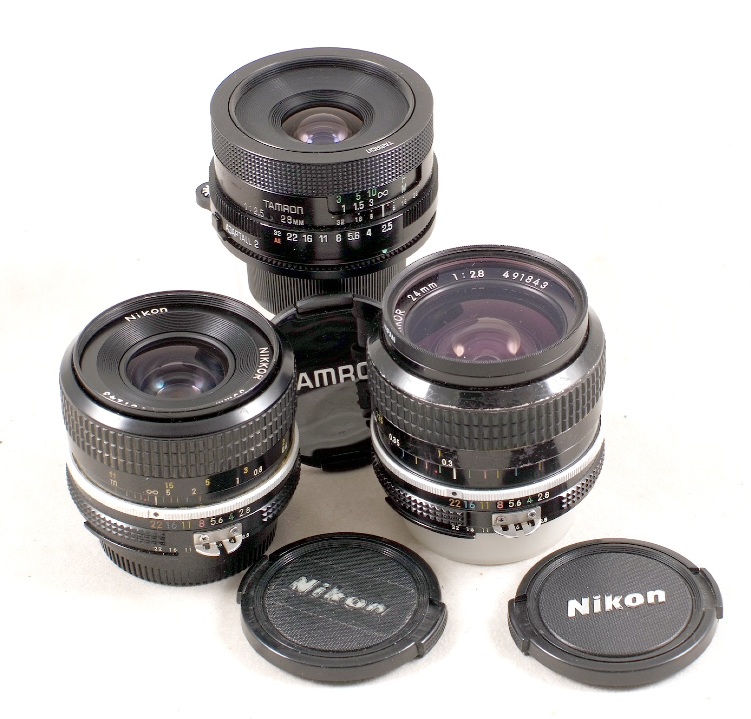 Nikon 24mm & 35mm & a Tamron 28mm Manual Lens