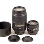 Nikkor 24mm f2.8 & 55-300mm AF-S G Lenses.