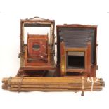 Two Incomplete English Wood & Brass Cameras.