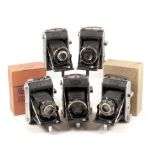 Group of 5 Ensign Selfix 220 Roll Film Cameras.