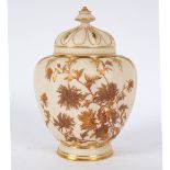 A Royal Worcester fluted ovoid pot pourri jar and pierced cover, circa 1900 (no liner),