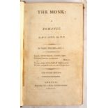 Lewis (Matthew Gregory) The Monk, Second Edition, 3 vols., 1796. 12mo., cont.