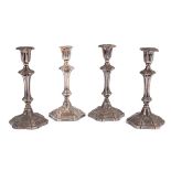 A set of four William IV silver candlesticks, probably by Waterhouse George & Co.