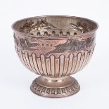 An Edwardian silver rose bowl, Birmingham 1905, lobed and fluted,