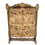 An Italian green painted and parcel-gilt fire screen, 18th Century,