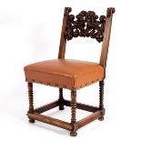 A walnut side chair, North Italian style, mid 17th Century,