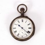 A silver and shagreen cased quarter-repeating keyless lever clock watch,