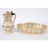 A Paris (Angoulême) ewer, cover and basin, circa 1780, the ewer with silver gilt mounts,