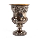 A William IV silver goblet, E, E, J & W Barnard, London 1830, with a crisply applied rose,
