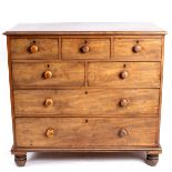 A William IV mahogany chest, of five short above two long drawers, on turned legs, 118.