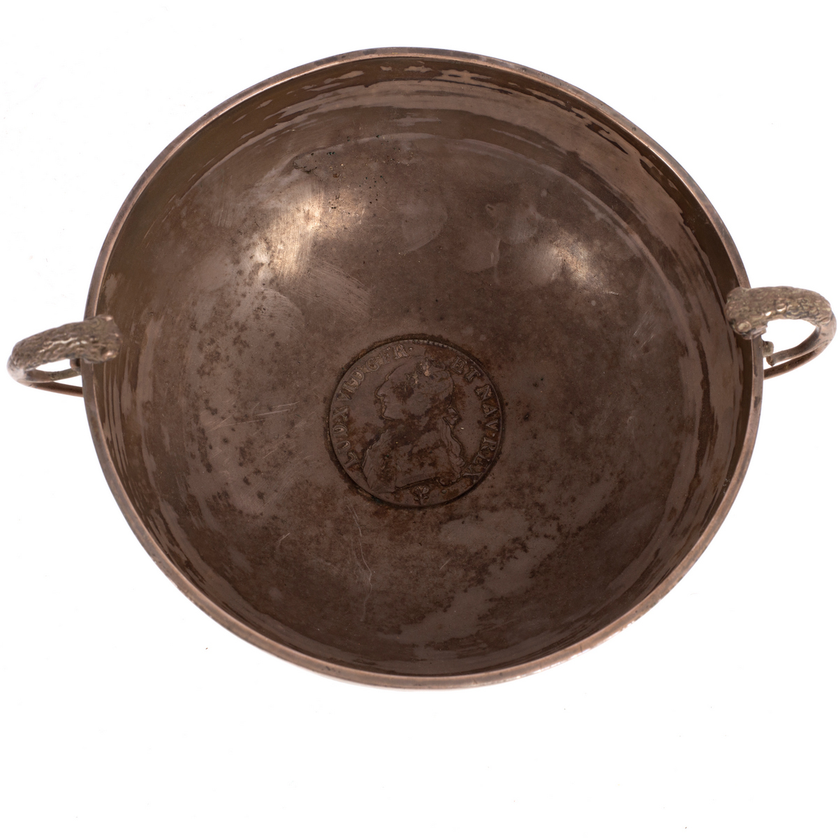 A French silver bowl, pseudo 18th Century marks, circa 1860, with coin inset base, - Image 2 of 2