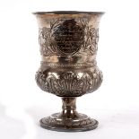 A George III silver cup, Hougham, Royes & Dix, London 1818, of thistle shape,