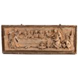 A terracotta or plaster relief of The Last Supper, in 17th Century style,