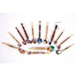 Nine bone lace bobbins,