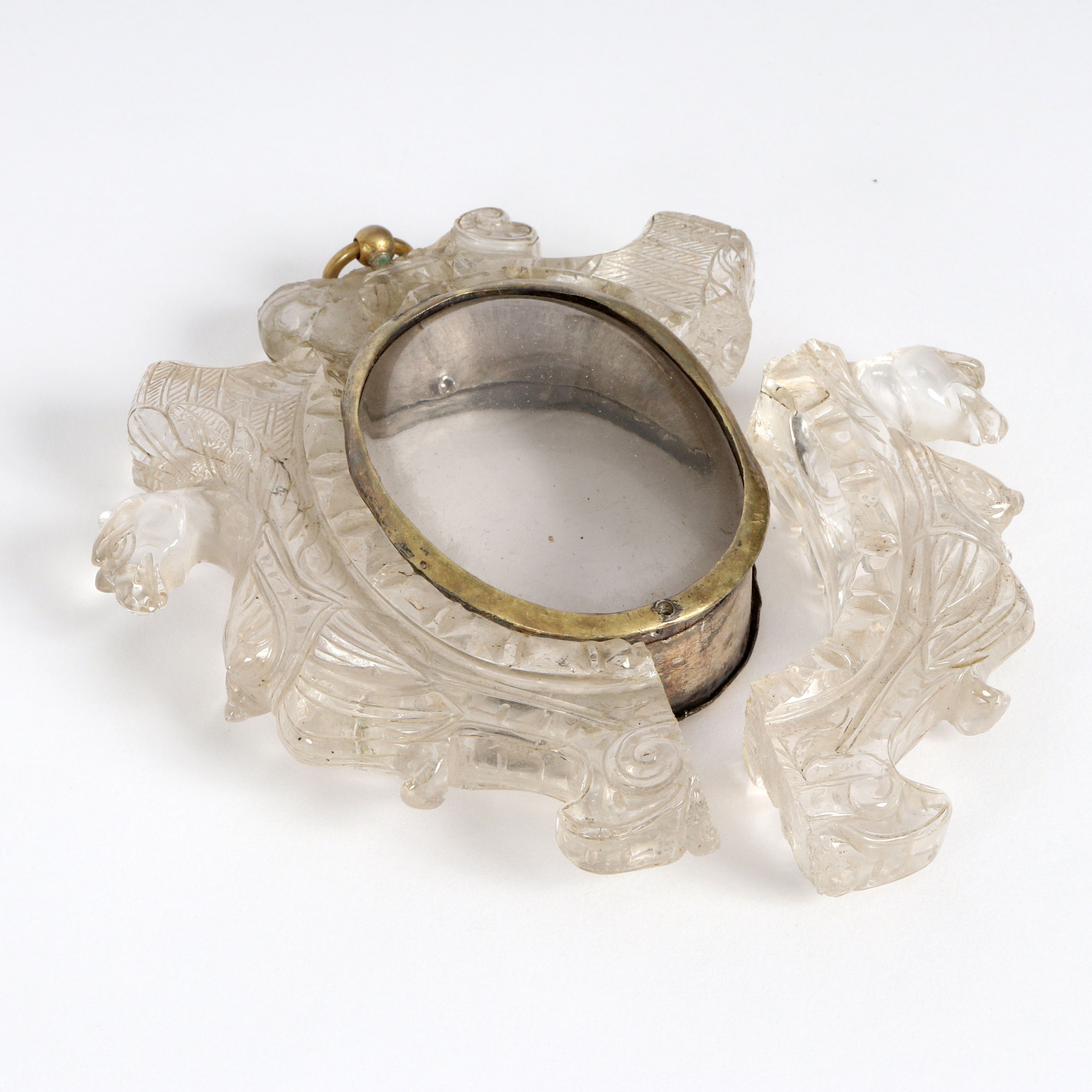 A carved rock crystal frame, possibly for a reliquary, 13cm x 9. - Image 2 of 2