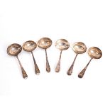 Four old English pattern silver sauce ladles, W Sheen, London, 1802,