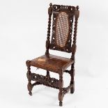 A Charles II beechwood side chair, circa 1665,