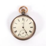 An Edwardian silver open-faced keyless lever pocket watch, no.