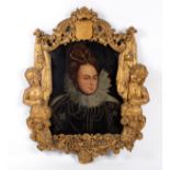 17th Century English School/Portrait of a Lady/traditionally thought to be Elizabeth I/head and