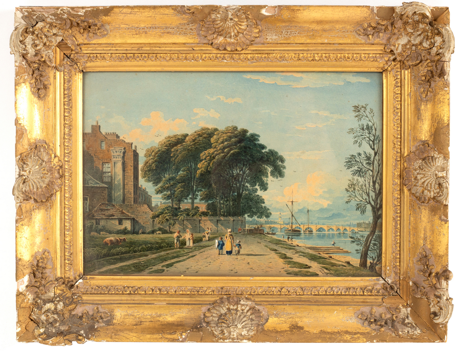 John Varley (British 1778-1842)/View of Belgravia House and Westminster Bridge/signed and dated - Image 2 of 2