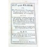 [Hawarden, Edward] Wit Against Reason, Brussels [London] 1735. Large Paper, 8vo., cont.
