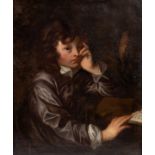 Follower of Sir Peter Lely/Portrait of a Boy/his right hand resting on an open book/oil on canvas,
