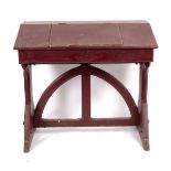 A Victorian clerk's painted desk with hinged cover to fall,