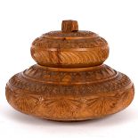 A Swedish profusely carved circular spice box, S.K.U. Stockholm, 18.