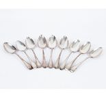 Nine old English pattern silver tablespoons, Richard Crossley, London 1804,