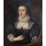 Attributed to Cornelius Johnson/Portrait of a Lady/half-length, wearing a lace collar,
