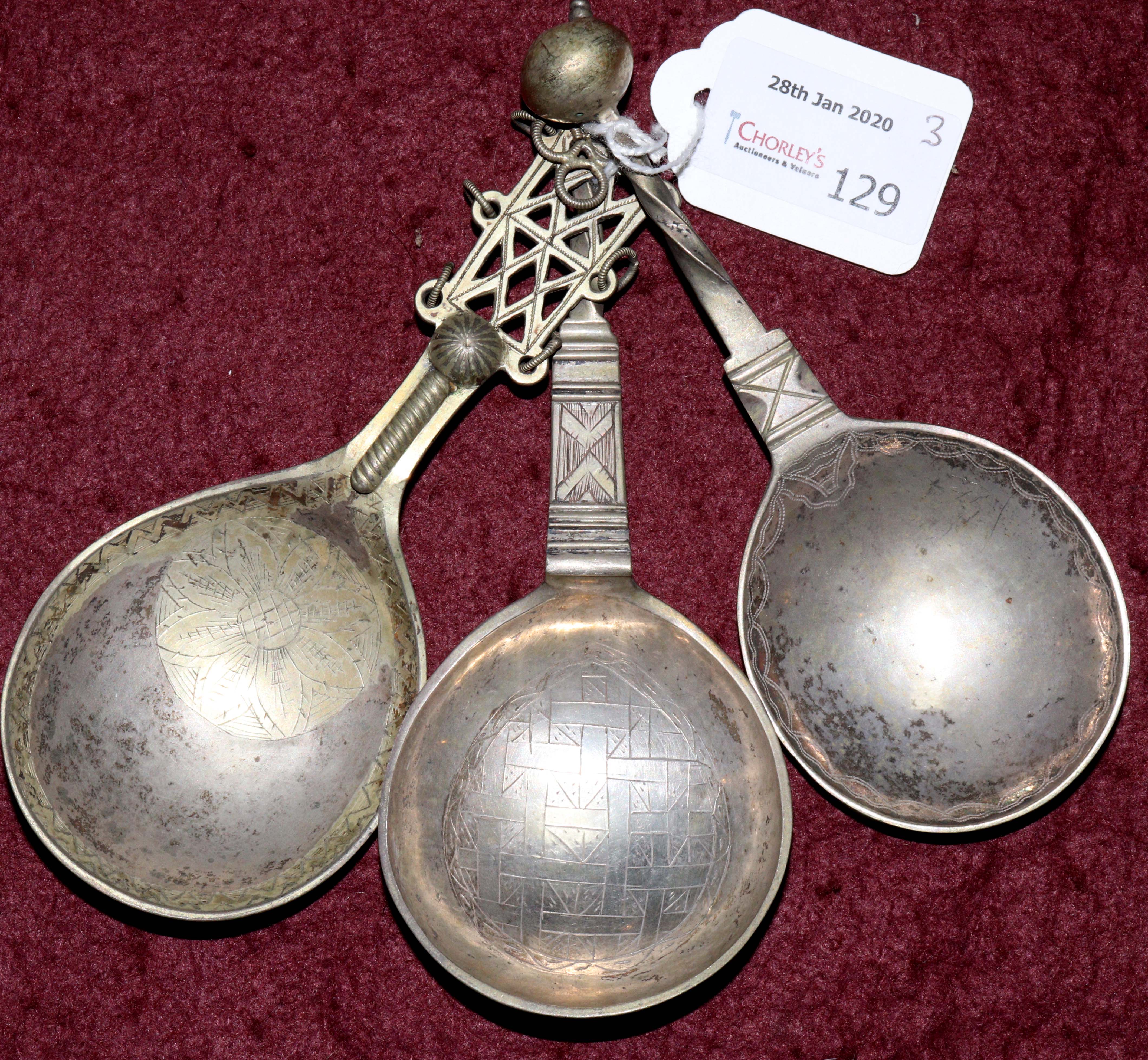 Three Norwegian spoons one HP Blytt of Bergen, circa 1750, the other two circa 1800, - Image 2 of 5